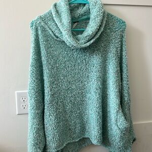 Free People Teal Cowl Neck Sweater XL